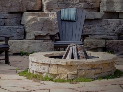 Faux stone fire pit Faux stone fire pit