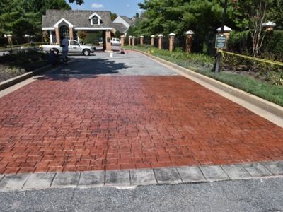 Neighborhood entrance faux brick driveway Neighborhood entrance faux brick driveway