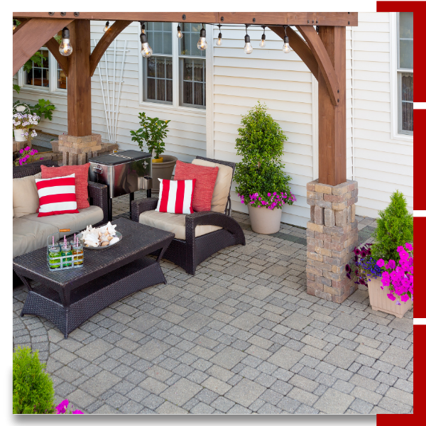 Patio with concrete patio pavers and lounge set