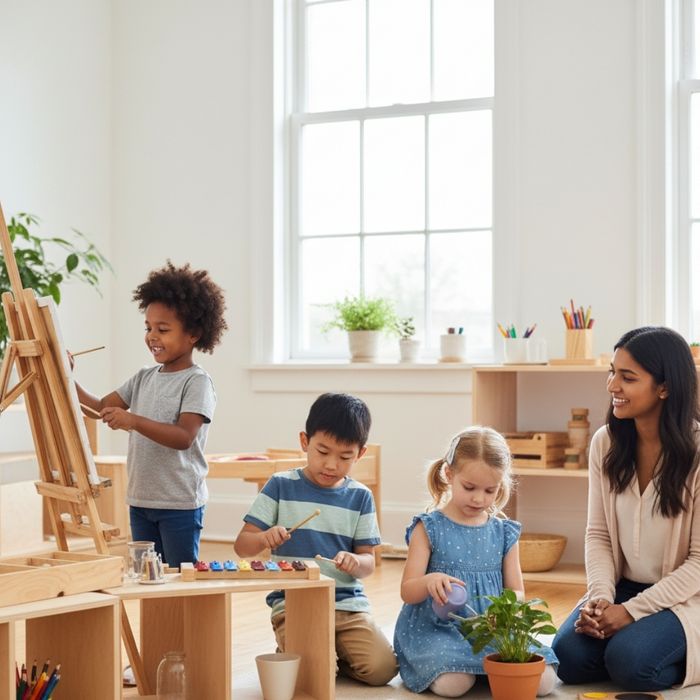 Teacher with children