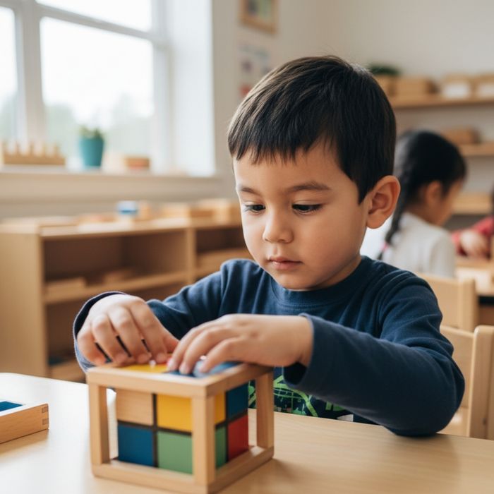 Child playing with cubes Child playing with cubes