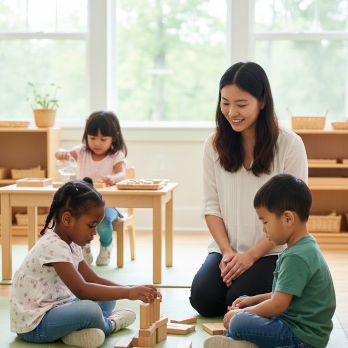 Teacher with children