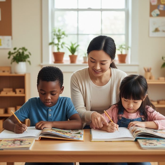 Teachers with students