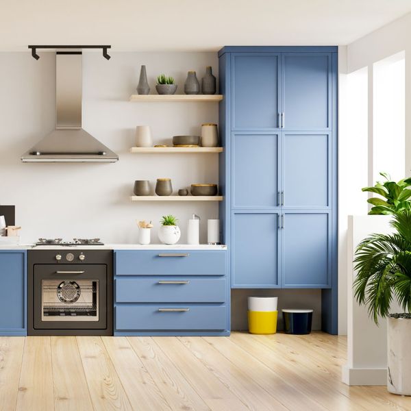 bold blue cabinets