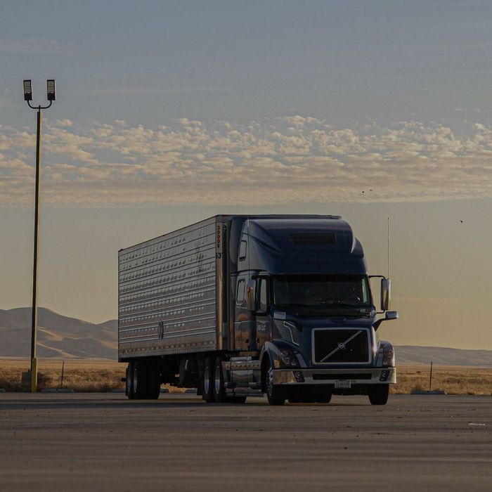 semi at sunset