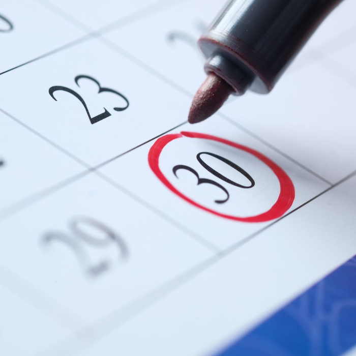 the 30th circled on a calendar