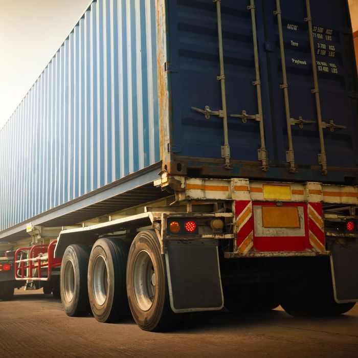 A blue cargo container 