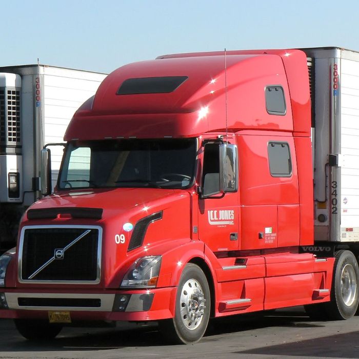 red semi-truck red semi-truck