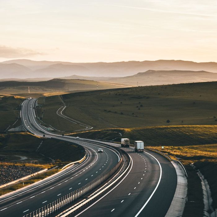 highway with distant truck highway with distant truck