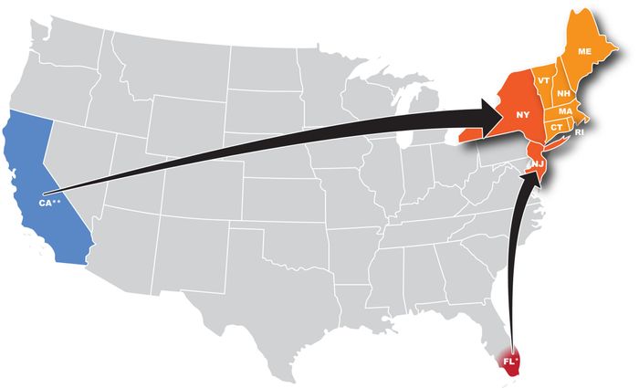 New York / New Jersey Inbound Map