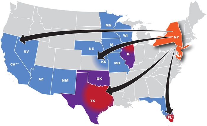 New York / New Jersey Outbound Map