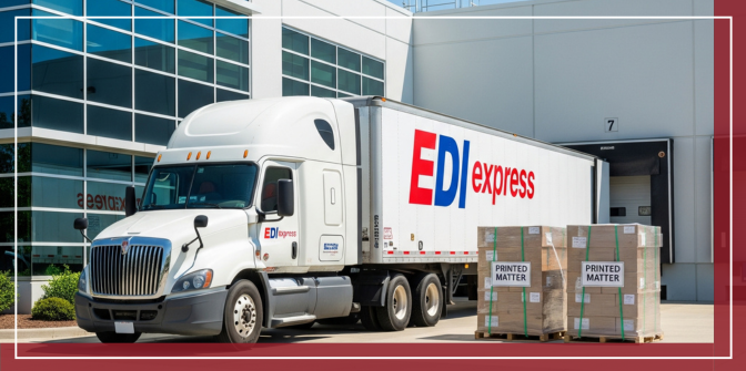 EDI truck with printed materials