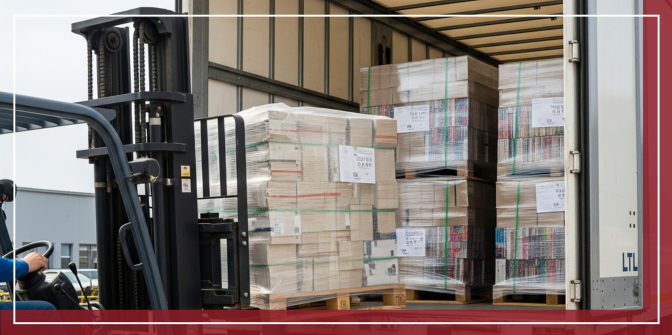carefully loading books into truck