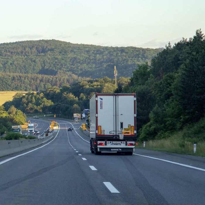 The backside of a semi truck