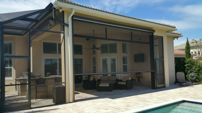 screen on patio near pool