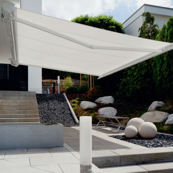 extended white awning