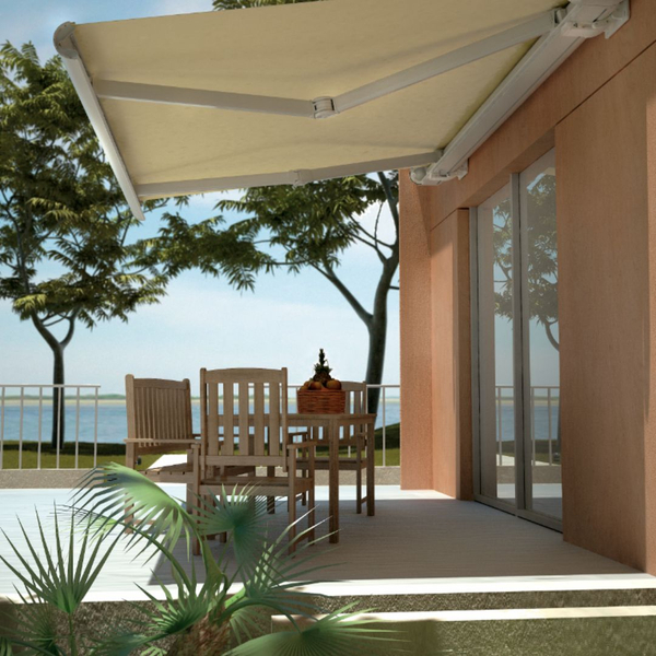 retractable awning over patio set