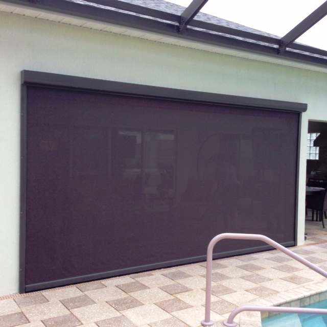 motorized screen near pool