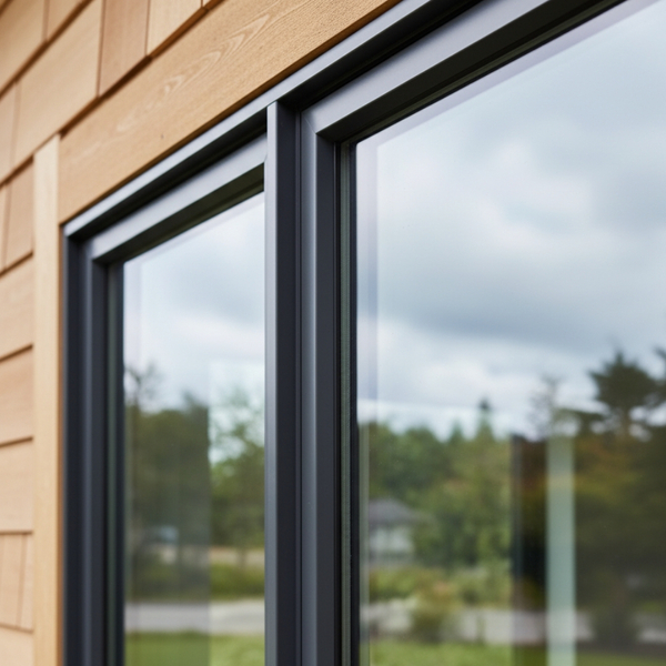 Close up detail of a durable modern residential window frame