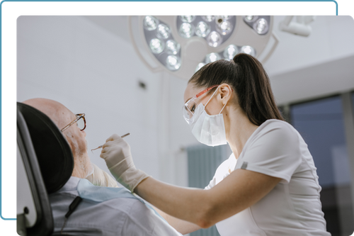 elderly man at the dentist