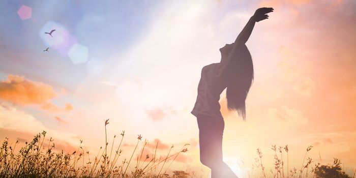 happy woman in the outdoor surrounding