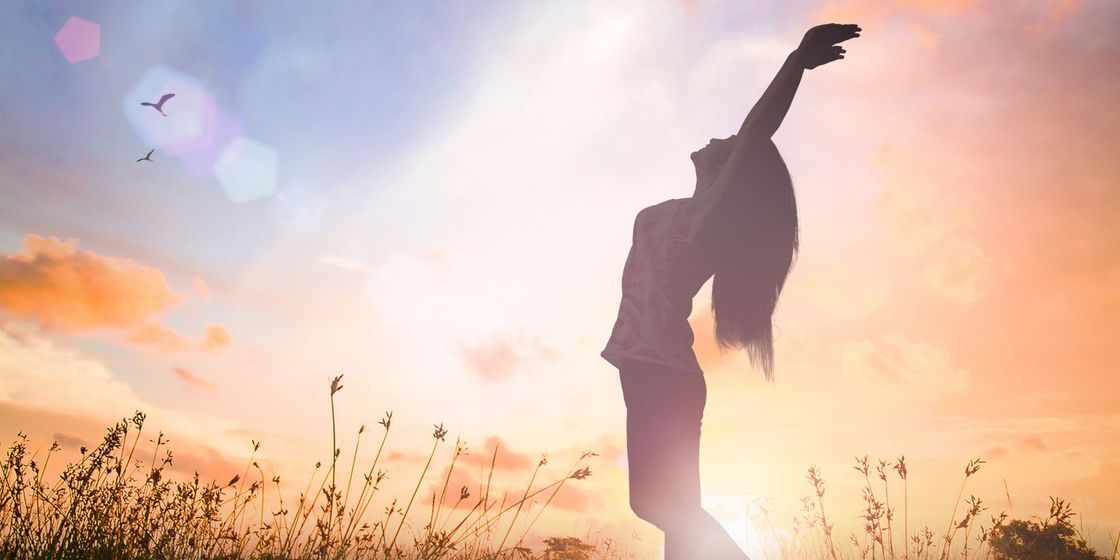 happy woman in the outdoor surrounding