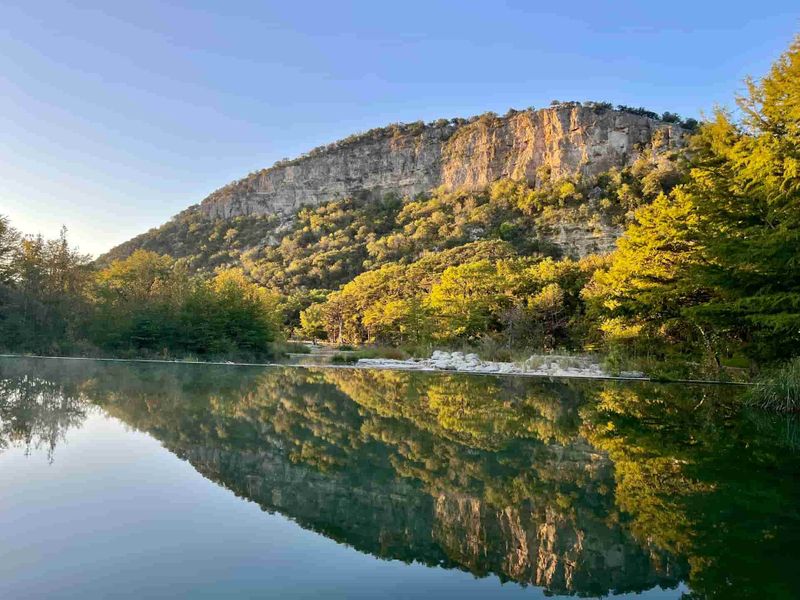 a large body of calm water surrounded by trees.jpg