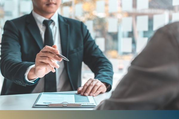 Two people in a meeting