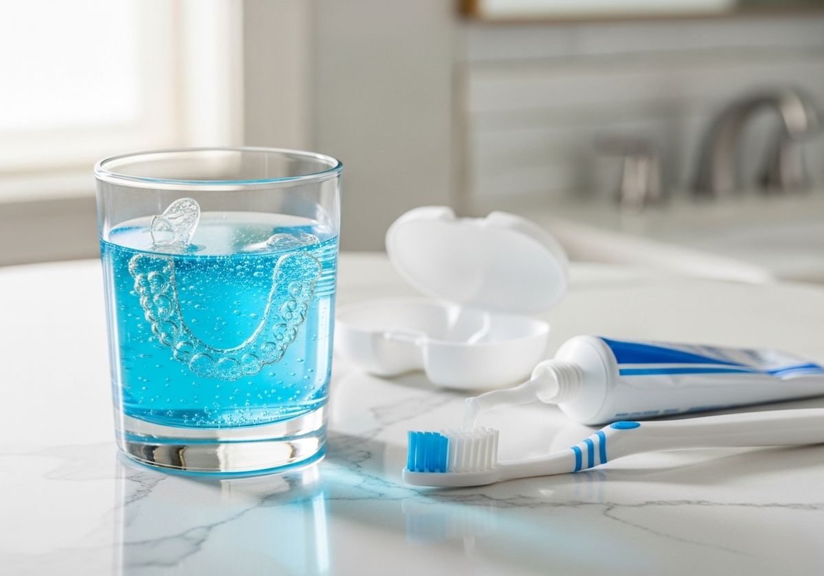 Aligners soaking in glass