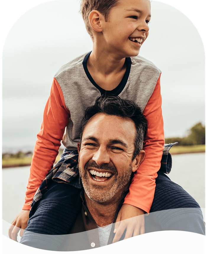 Man and son laughing