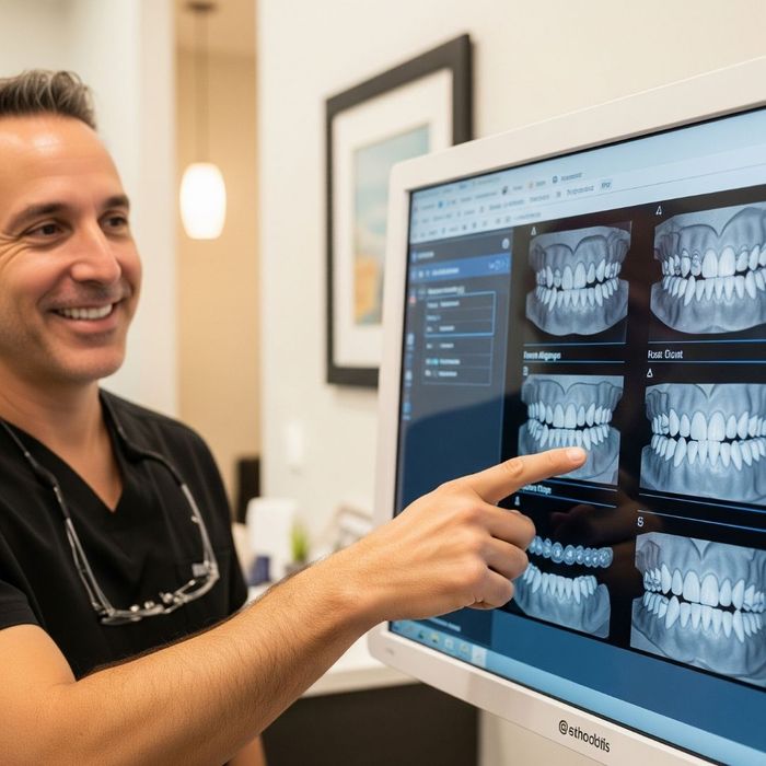 dentist looking at xrays