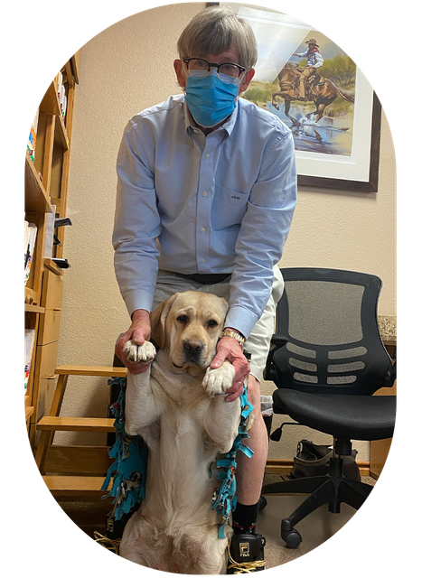 Dr. Walker with office dog