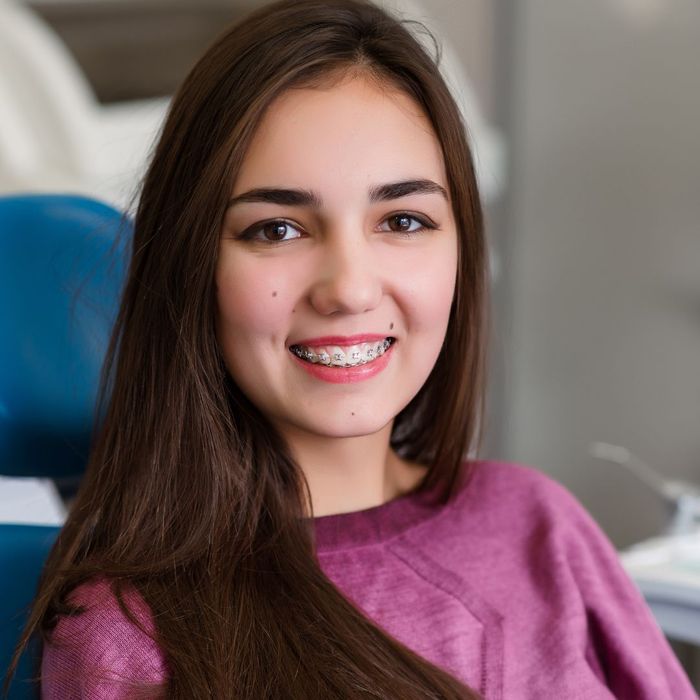 young woman with braces