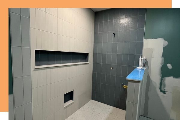 bathroom tile project in progress