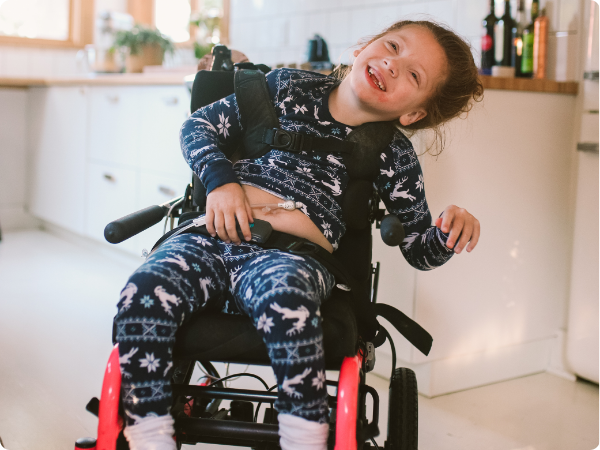 a child in a wheelchair