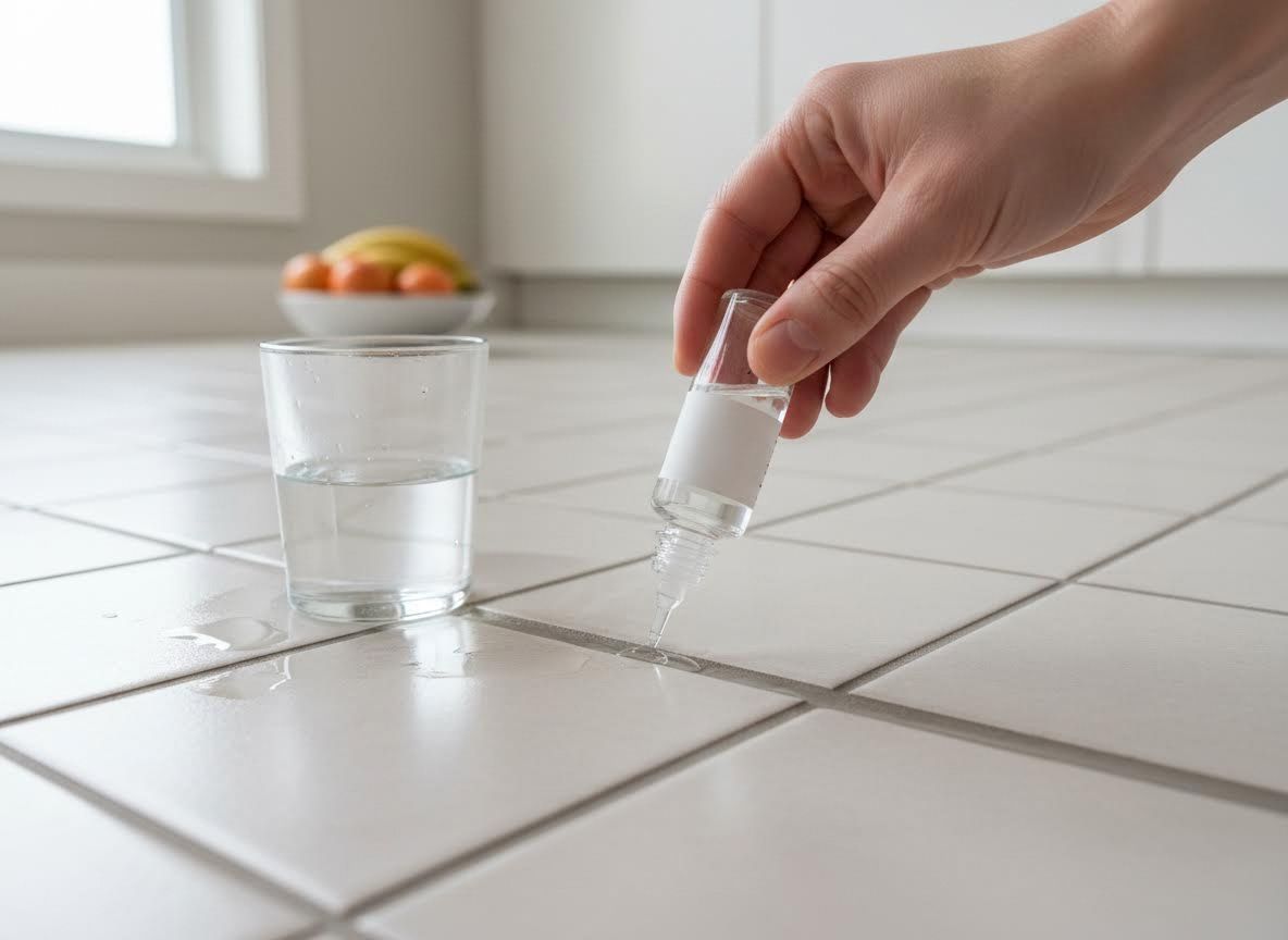 Applying Grout Sealer on Kitchen Tiles