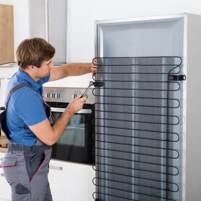 Repairing a fridge.