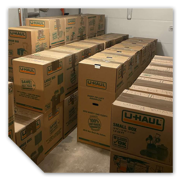 uhaul boxes loaded in truck