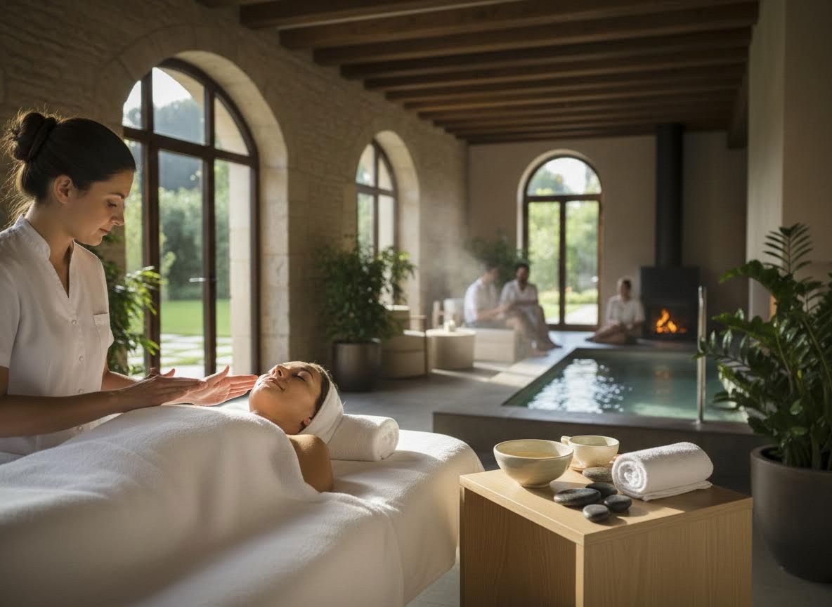 Woman getting a facial massage at a luxury spa