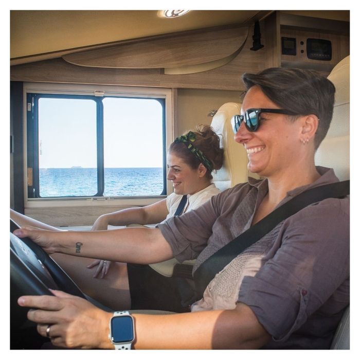 people traveling in an RV