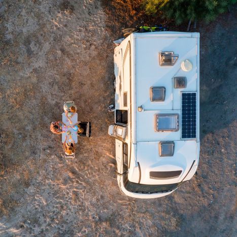 aerial view of an rv