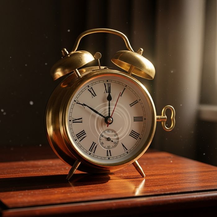 a clock on a table ticking away