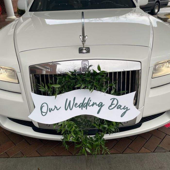 Limo with Our Wedding Day on the front bumper