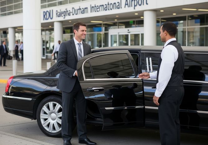 Businessman and Chauffeur at Raleigh-Durham International Airport