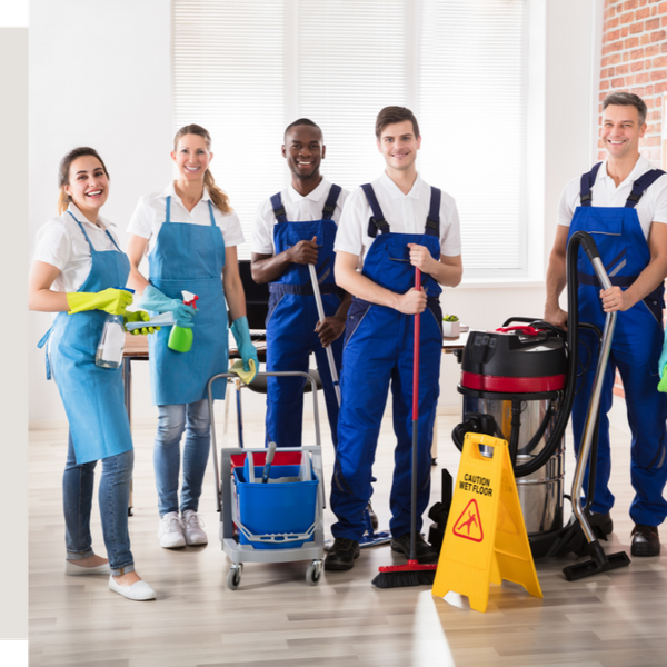 smiling cleaning team