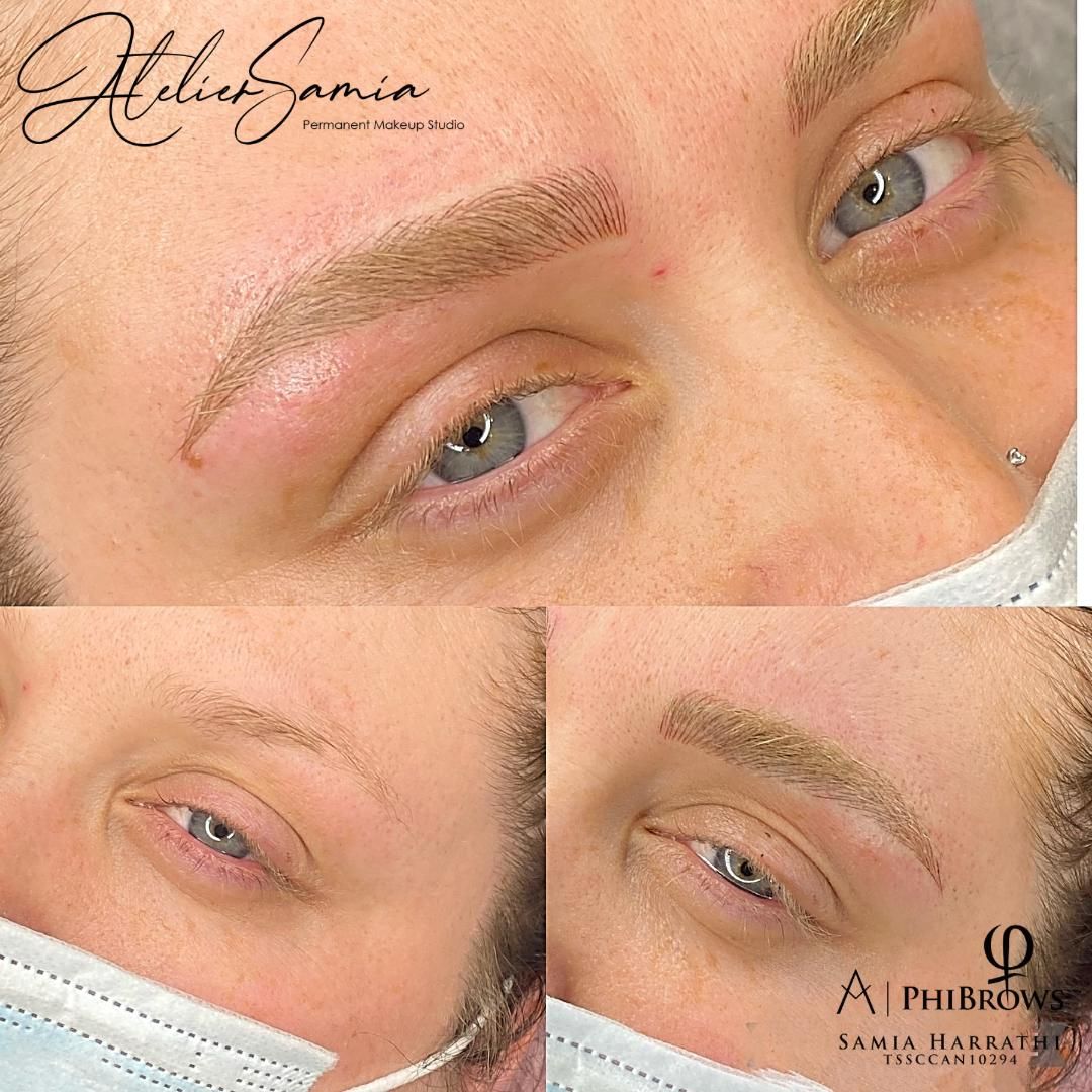 Image of a client before and after permanent makeup