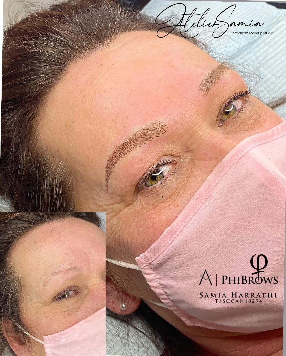 Image of a client before and after permanent makeup