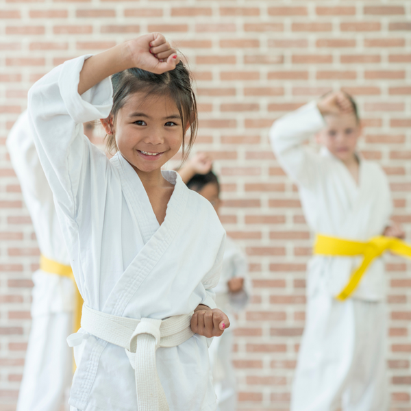 Children doing martial arts. 