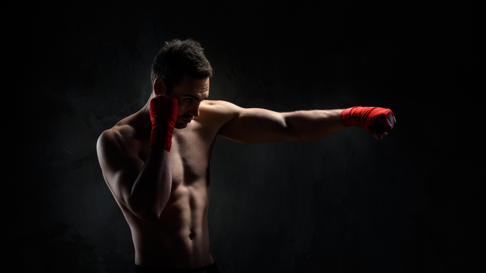 fit man doing martial arts. 