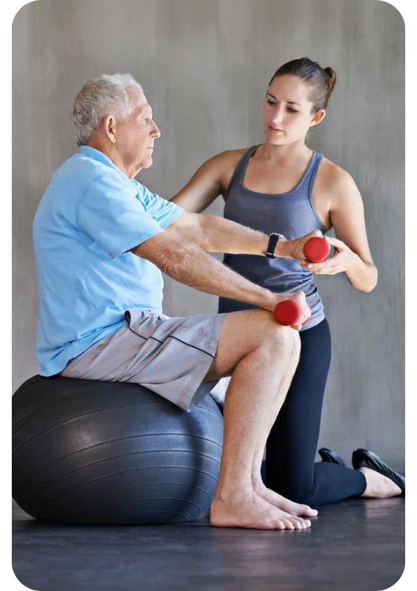 elderly man with care giver